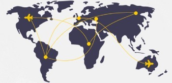 DHL快递公司通过飞机在世界各地运输货物的插图